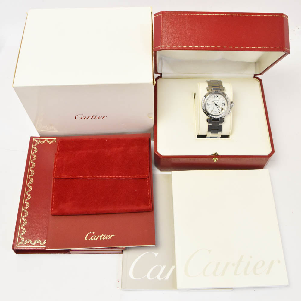 with paper CARTIER Pasha C Meridian GMT W31029M7 Date Silver Dial Automatic Unisex
 Watch M#143060