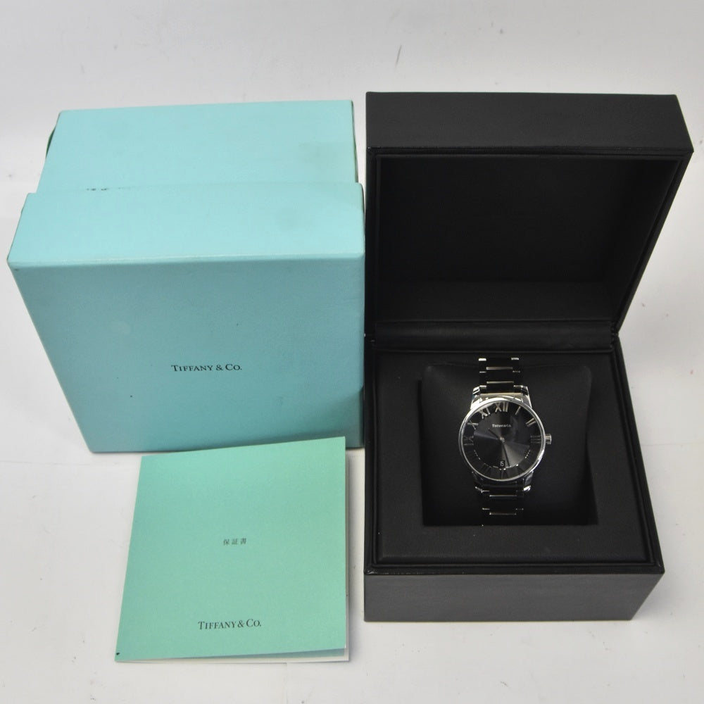 with paper TIFFANY&Co. Atlas Dome Date Z1800.11.10A10A00A black Dial Quartz Men's
 Watch M#143072