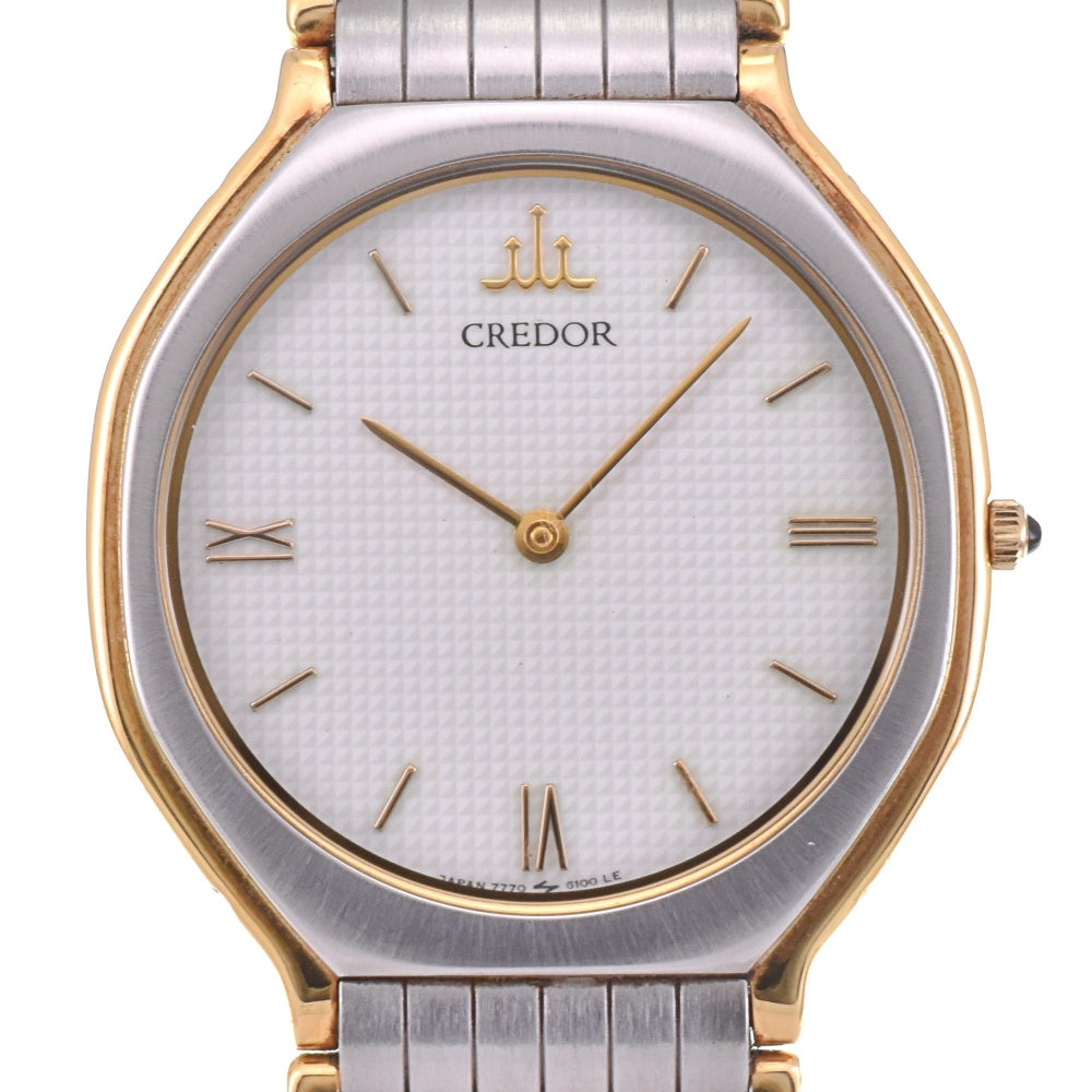 SEIKO CREDOR 7770-6090 Stainless Steel/18KT white Dial Quartz Men's
 Watch N#143100