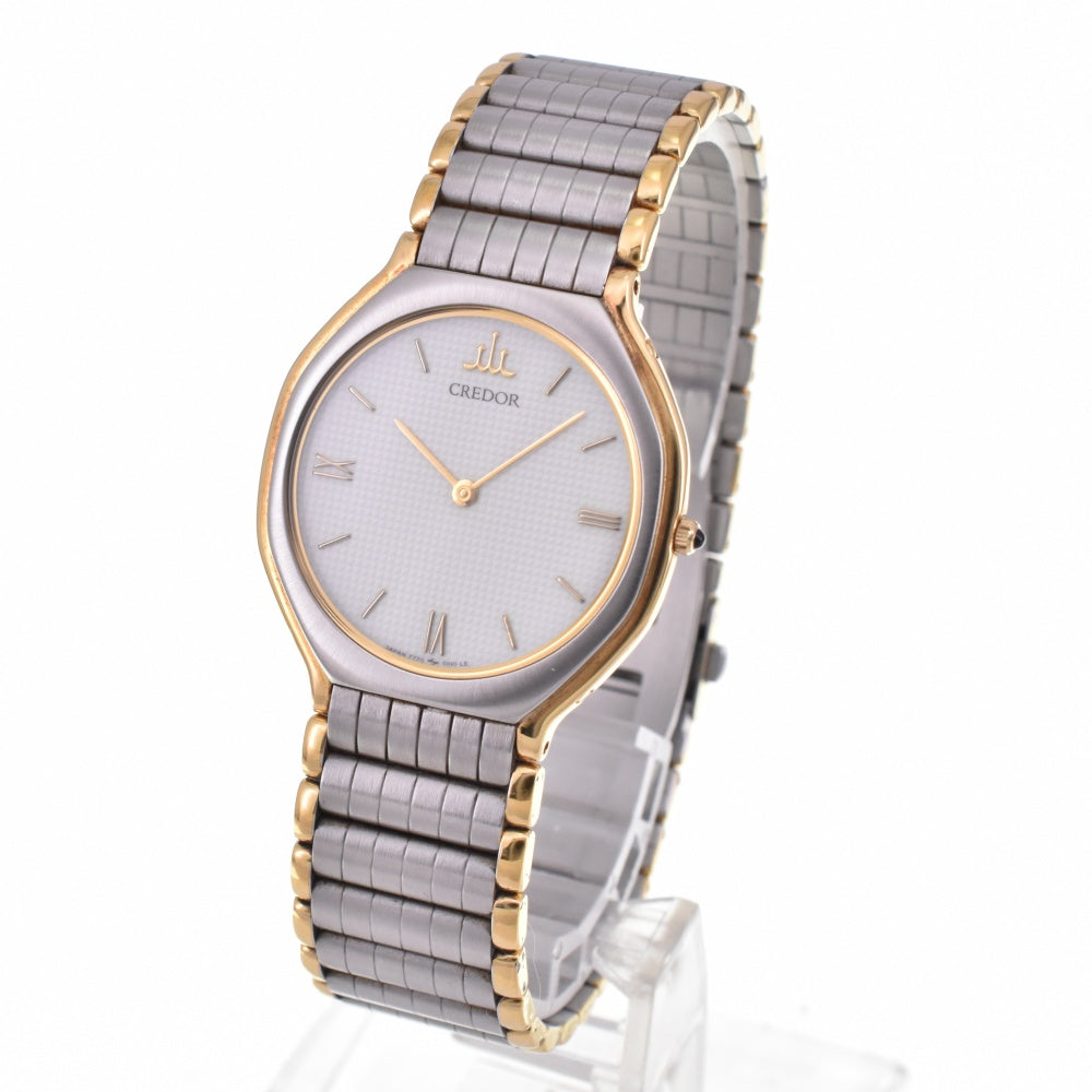 SEIKO CREDOR 7770-6090 Stainless Steel/18KT white Dial Quartz Men's
 Watch N#143100