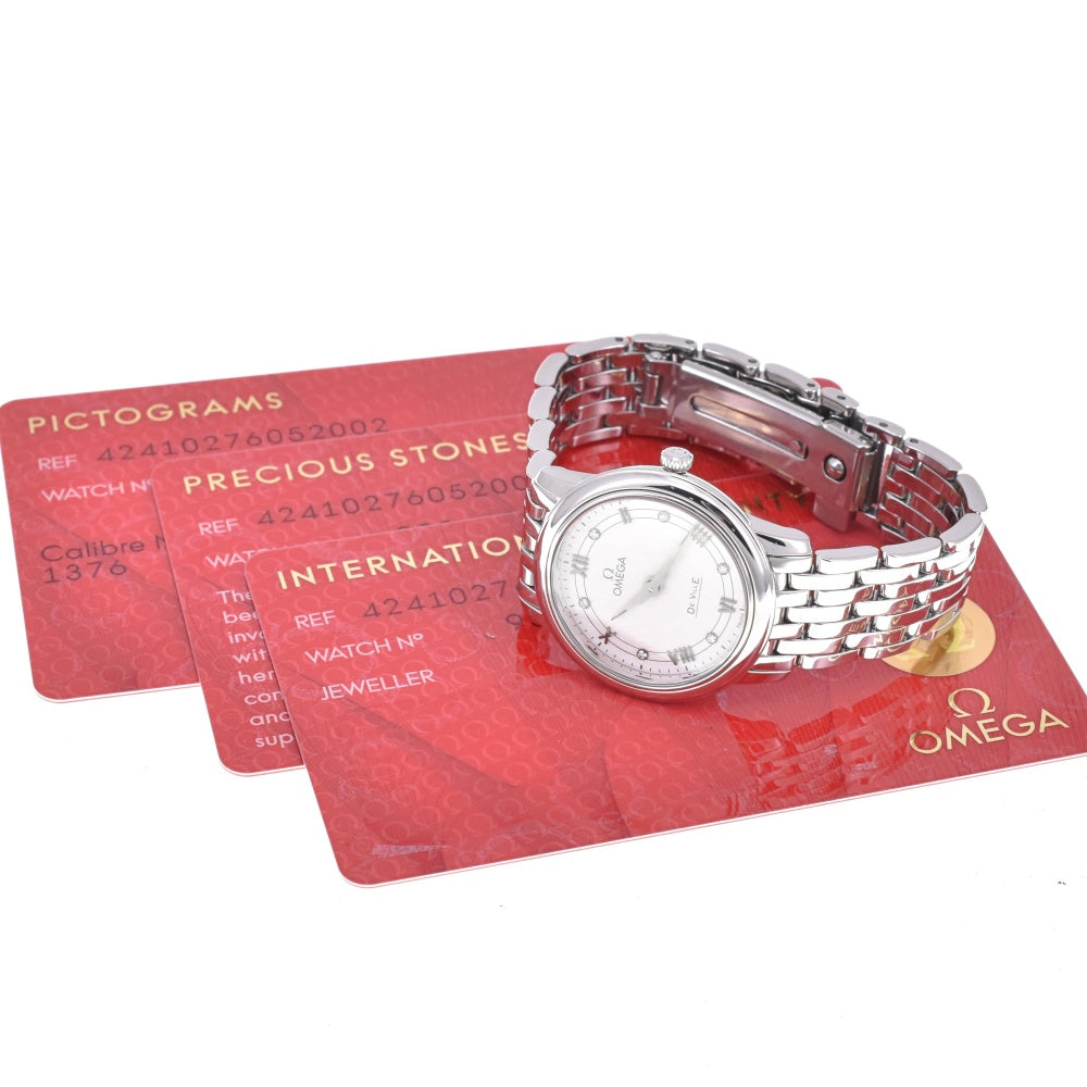 with paper OMEGA De Ville Prestige 424.10.27.60.52.002 6P diamond Silver Dial Quartz Ladies
 Watch N#143107