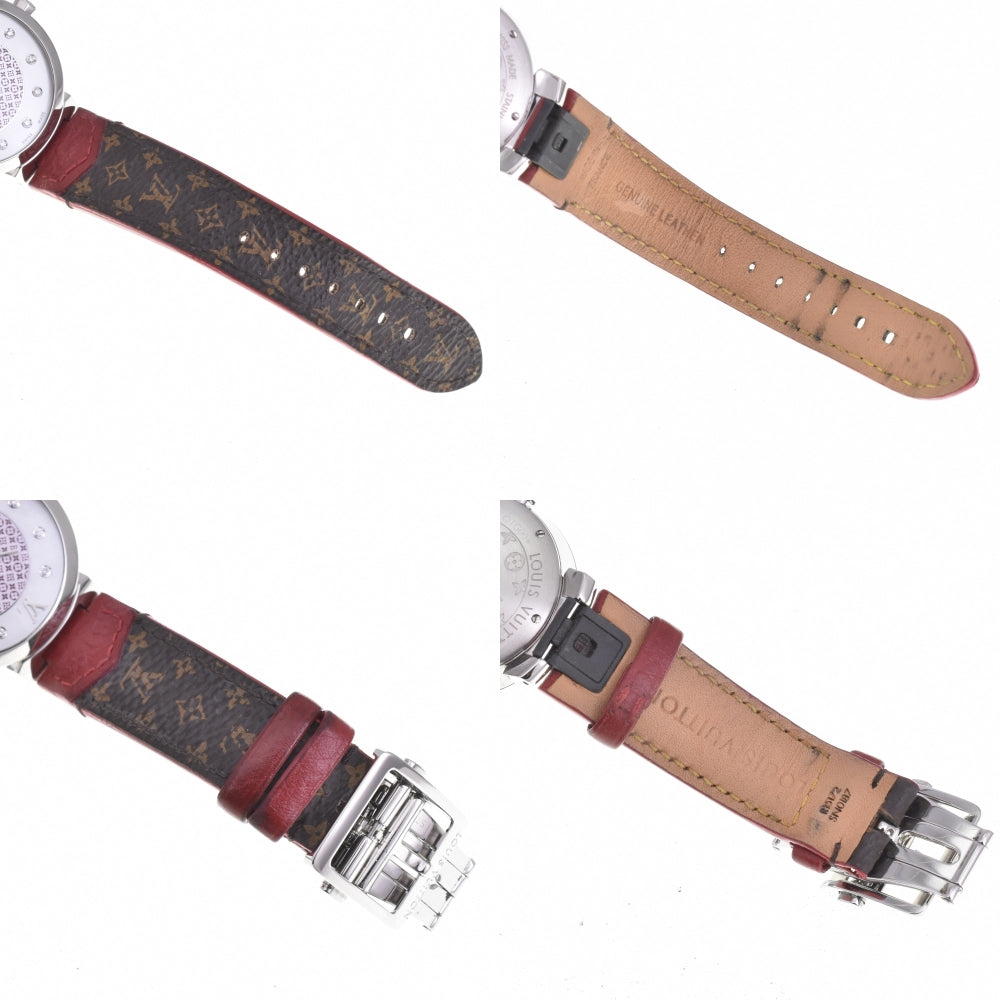 LOUIS VUITTON Tambour Monogram Rouge Diamant Q1G00 11P Diamond White shell Dial Quartz Ladies
 Watch M#143112