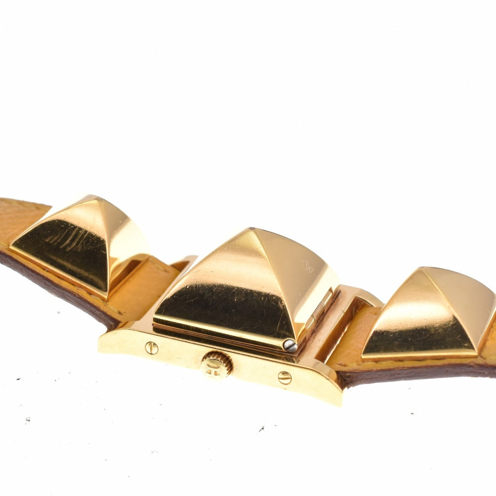 HERMES Medor ME1.201 Gold Plated / Leather white Dial Quartz Ladies
 Watch N#143117