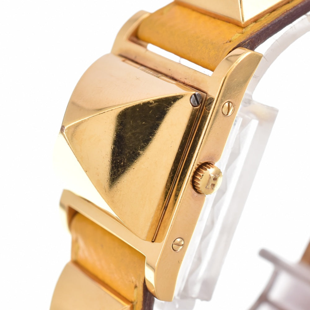 HERMES Medor ME1.201 Gold Plated / Leather white Dial Quartz Ladies
 Watch N#143117