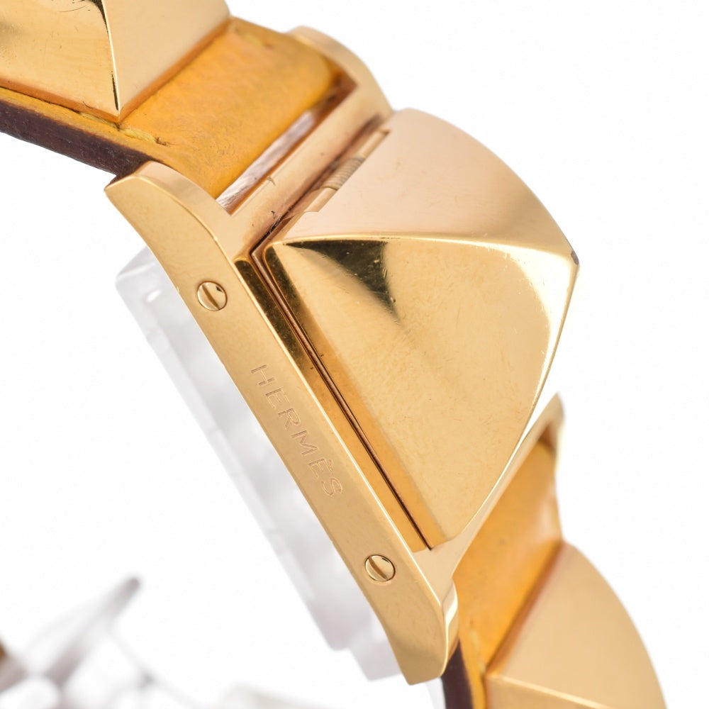 HERMES Medor ME1.201 Gold Plated / Leather white Dial Quartz Ladies
 Watch N#143117