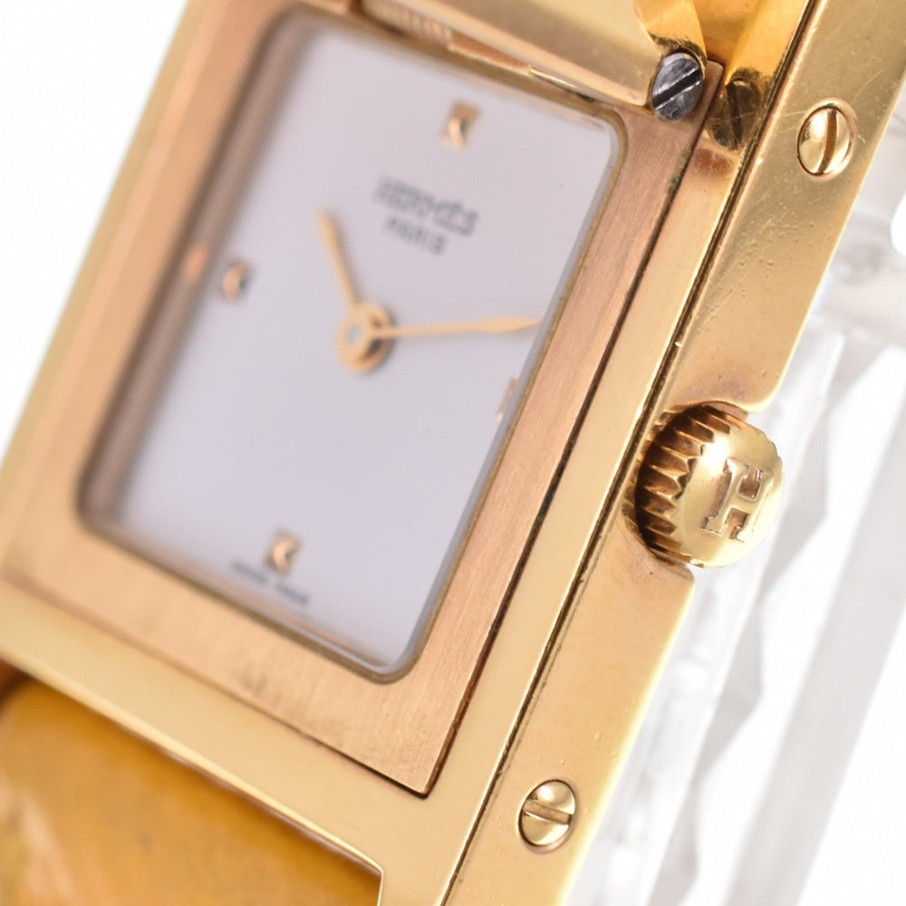 HERMES Medor ME1.201 Gold Plated / Leather white Dial Quartz Ladies
 Watch N#143117
