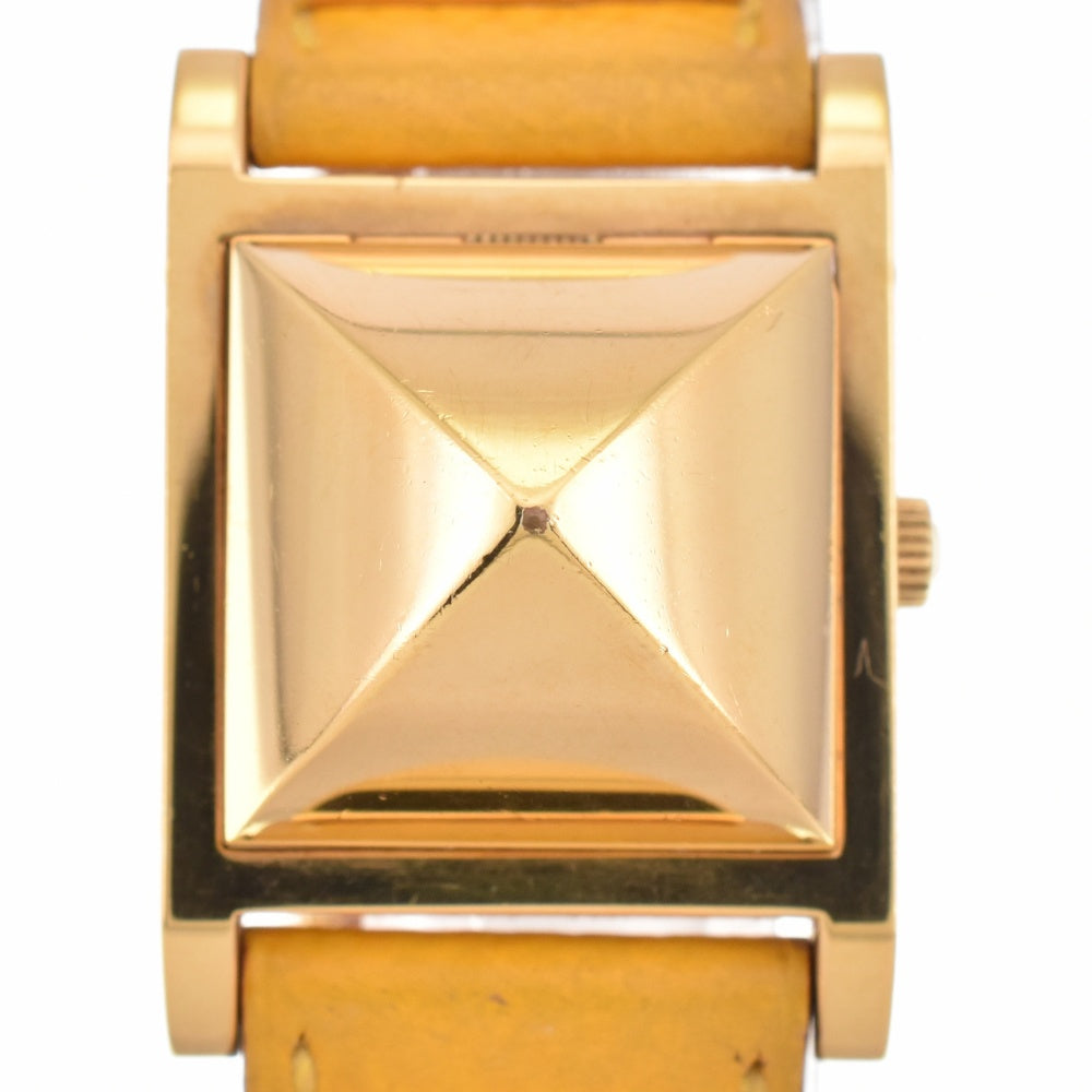 HERMES Medor ME1.201 Gold Plated / Leather white Dial Quartz Ladies
 Watch N#143117
