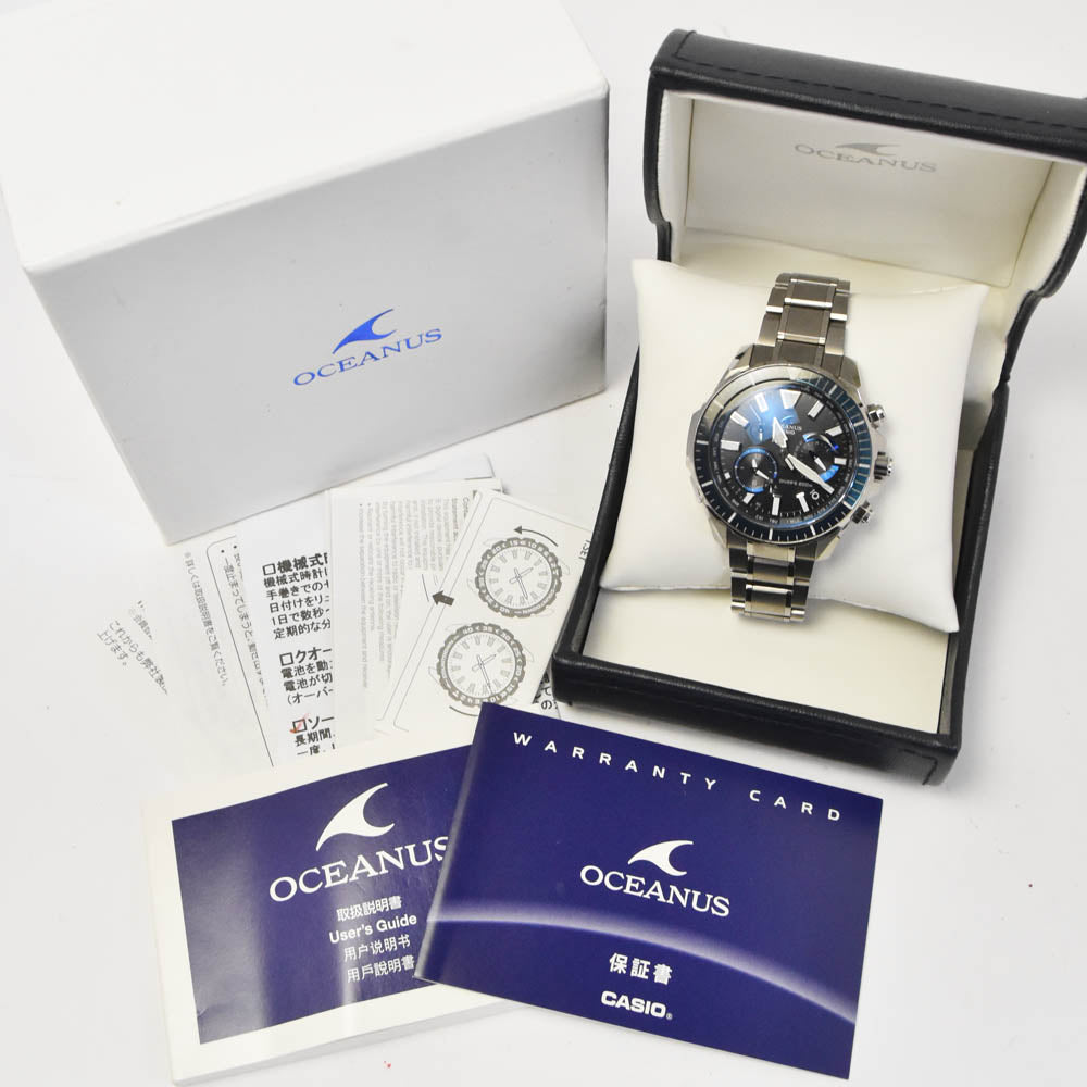 with paper CASIO Oceanus Cacharo OCW-P2000-1AJF Titanium Authentic Divers Navy Dial Radio Sync Solar Men's
 Watch L#143127