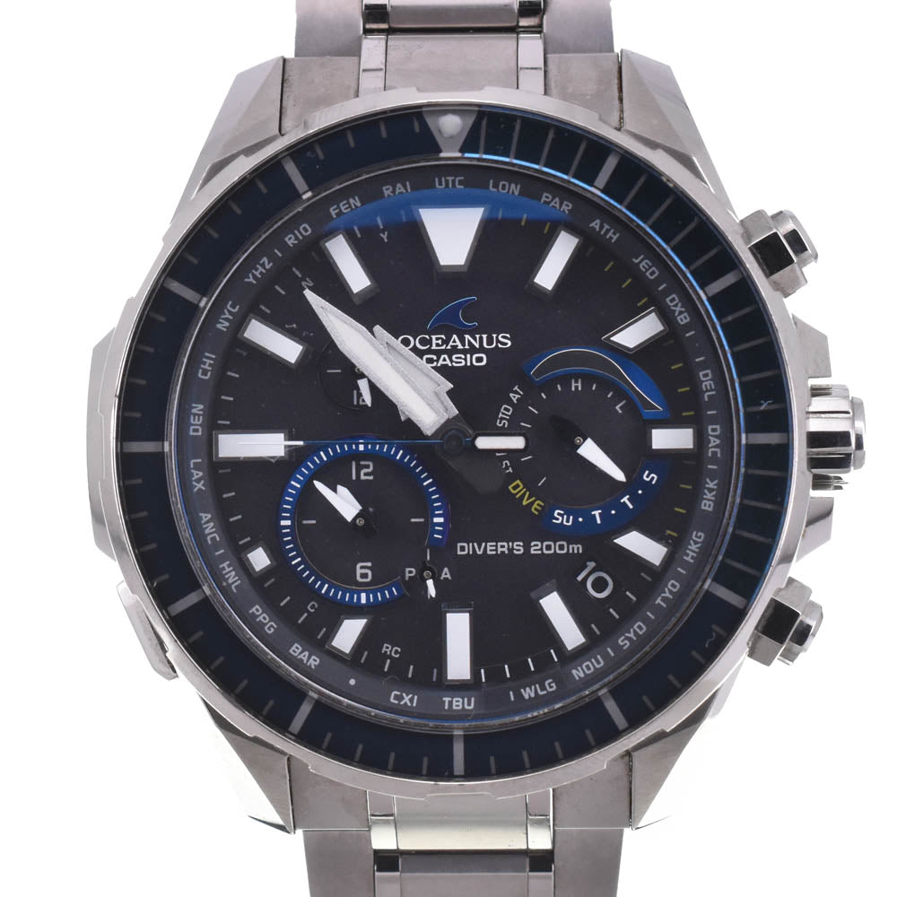 with paper CASIO Oceanus Cacharo OCW-P2000-1AJF Titanium Authentic Divers Navy Dial Radio Sync Solar Men's
 Watch L#143127