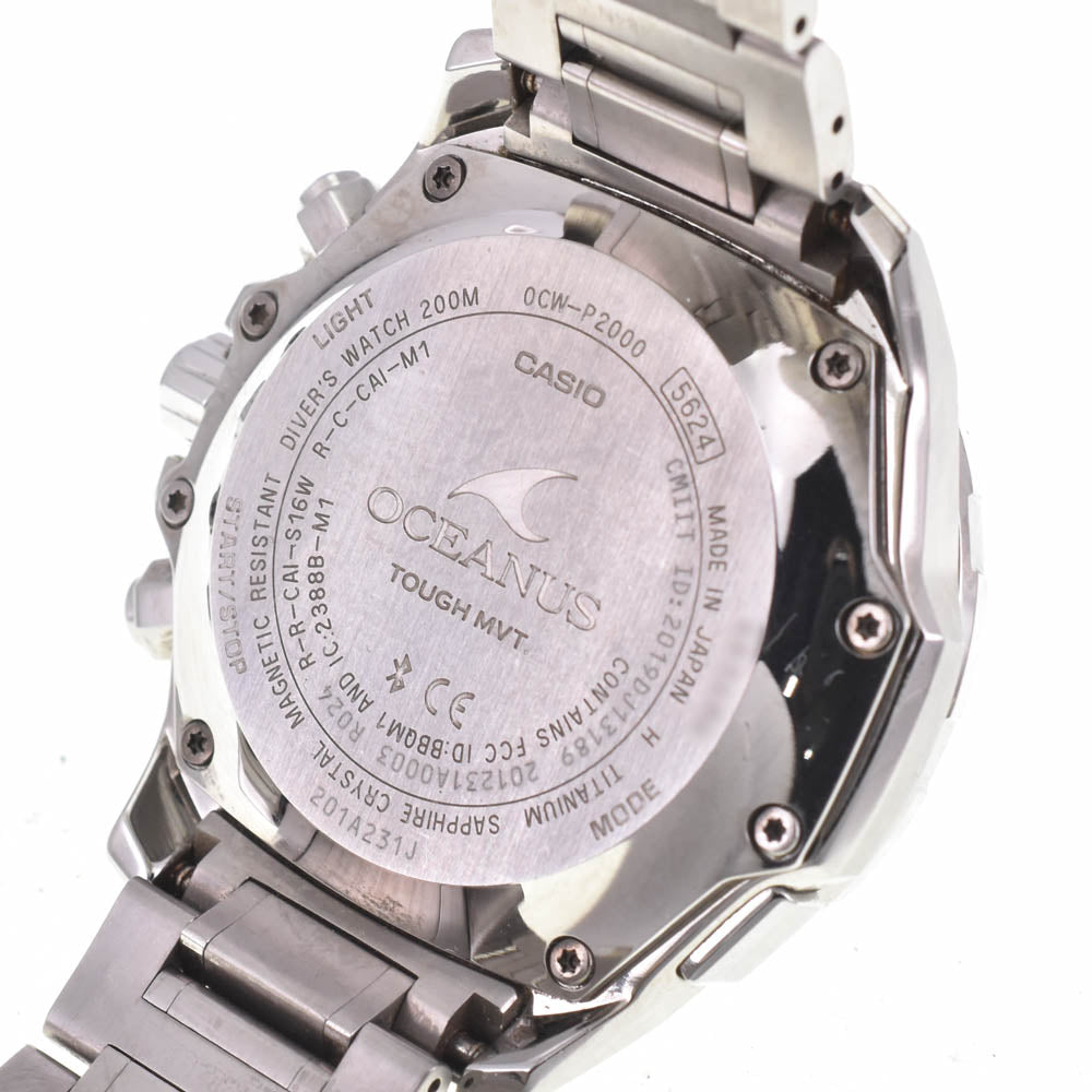 with paper CASIO Oceanus Cacharo OCW-P2000-1AJF Titanium Authentic Divers Navy Dial Radio Sync Solar Men's
 Watch L#143127