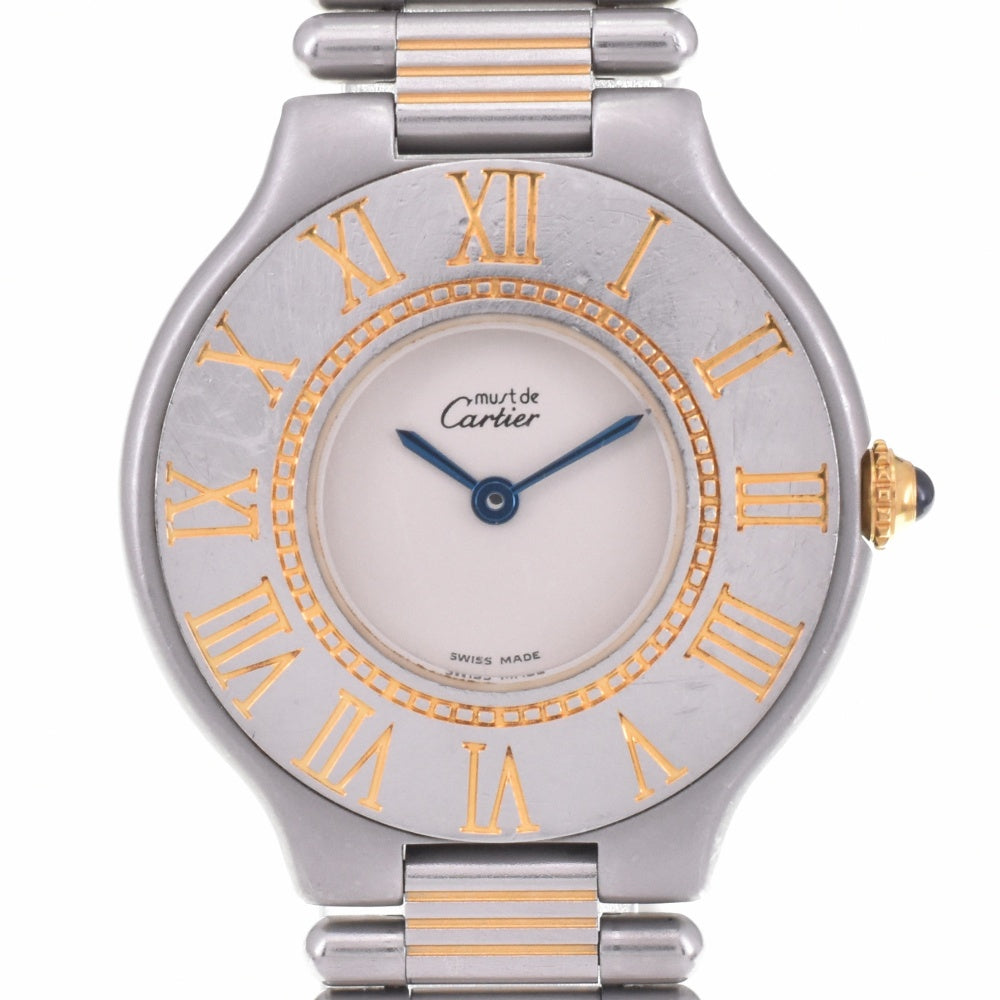 CARTIER Must21 Vantian LM 83090171 Stainless Steel/Gold Plated Ivory Dial Quartz Men's
 Watch M#143147