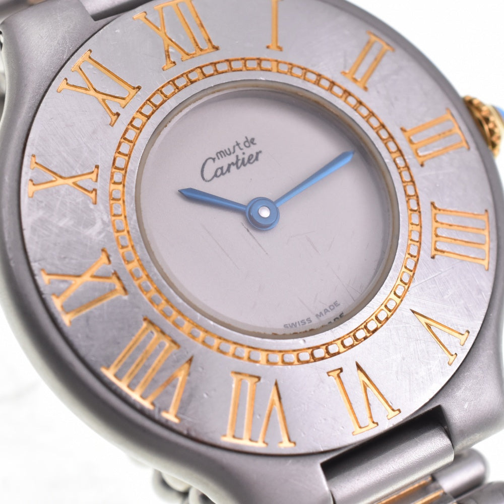 CARTIER Must21 Vantian LM 83090171 Stainless Steel/Gold Plated Ivory Dial Quartz Men's
 Watch M#143147