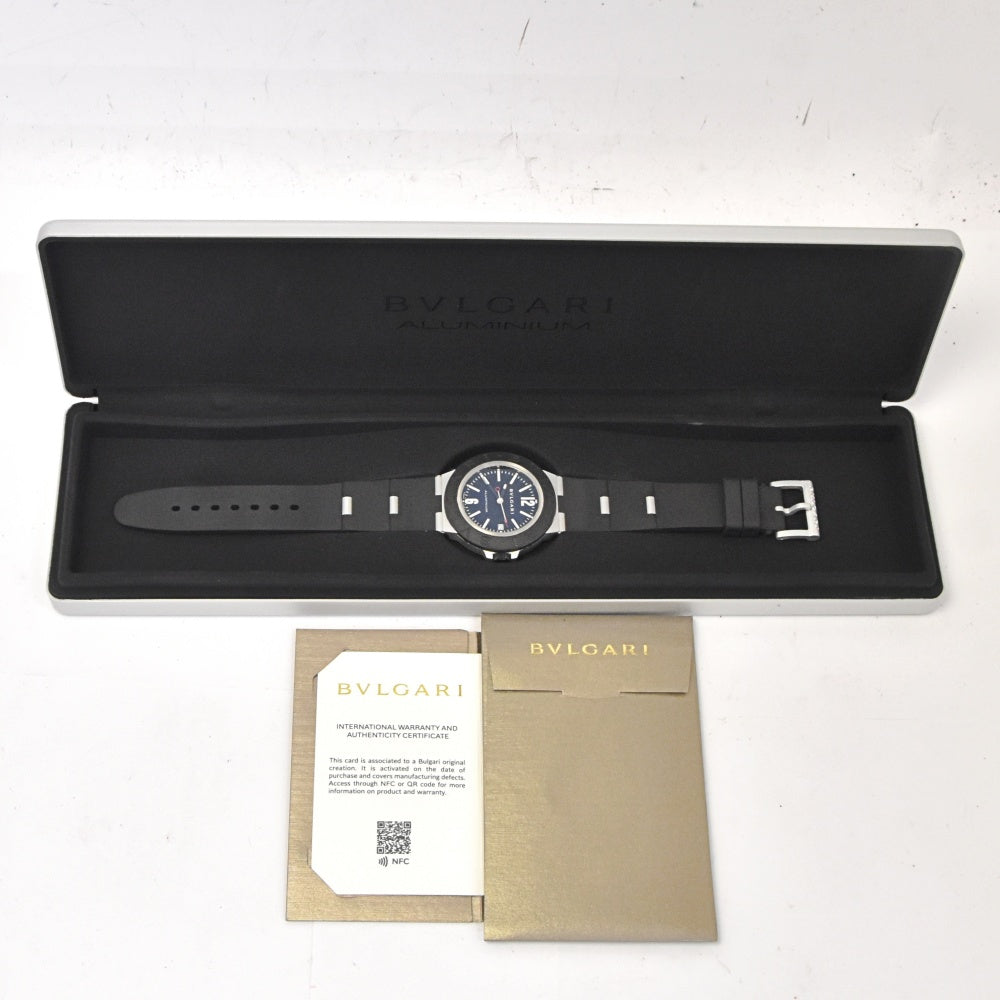 with paper BVLGARI Aluminum date BB40AT black Dial Automatic Men's
 Watch L#143165