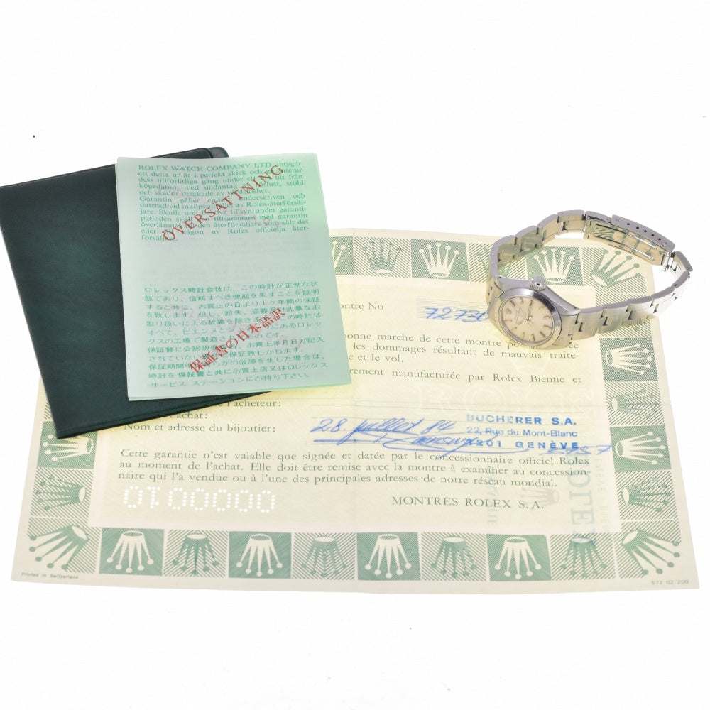 with paper ROLEX Oyster perpetual 6718 vintage Cal.2030 Silver Dial Automatic Ladies
 Watch M#143166