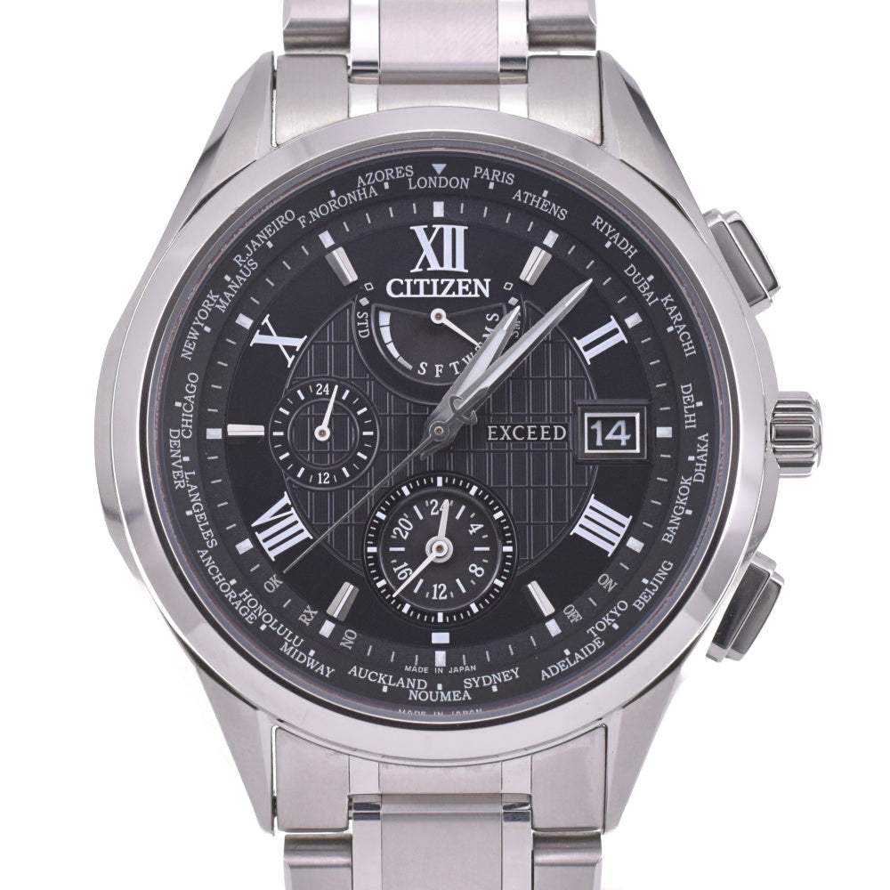 CITIZEN Exceed AT9110-58E Super Titanium Double Direct black Dial Radio Sync Solar Men's
 Watch M#143175