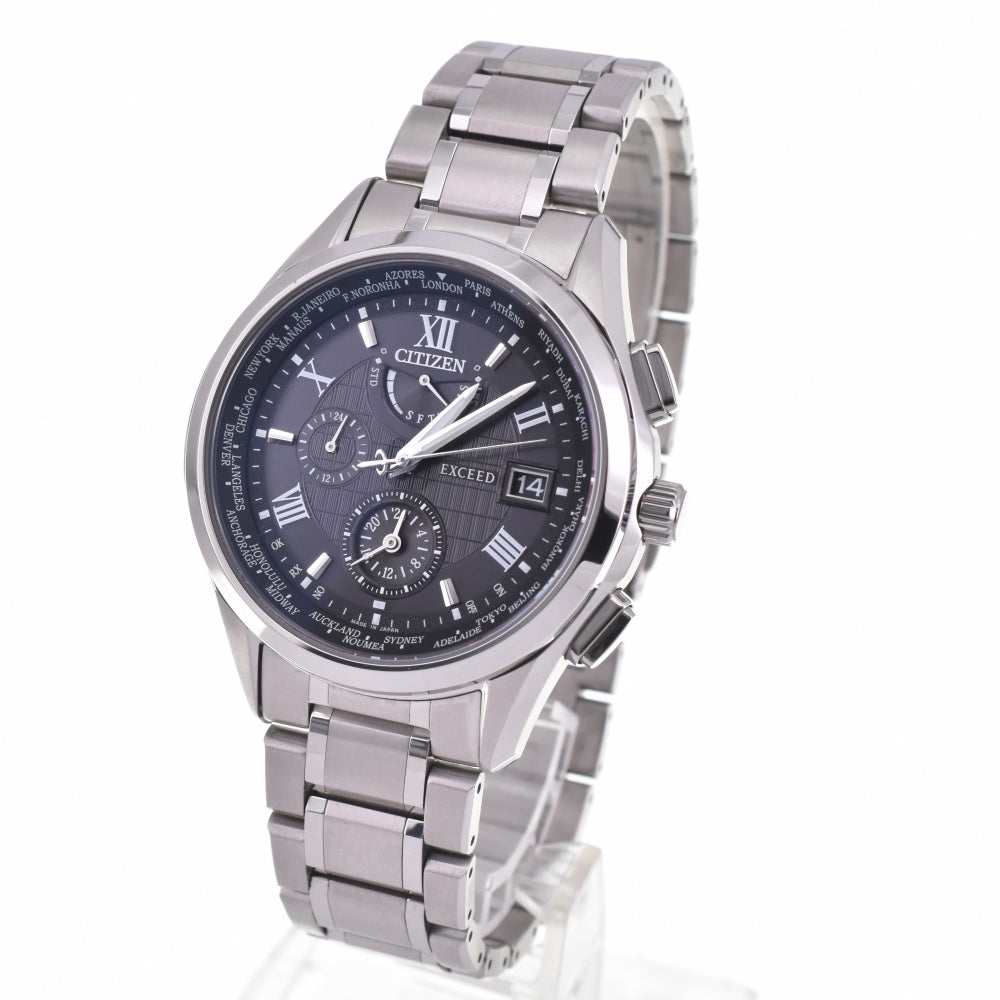 CITIZEN Exceed AT9110-58E Super Titanium Double Direct black Dial Radio Sync Solar Men's
 Watch M#143175