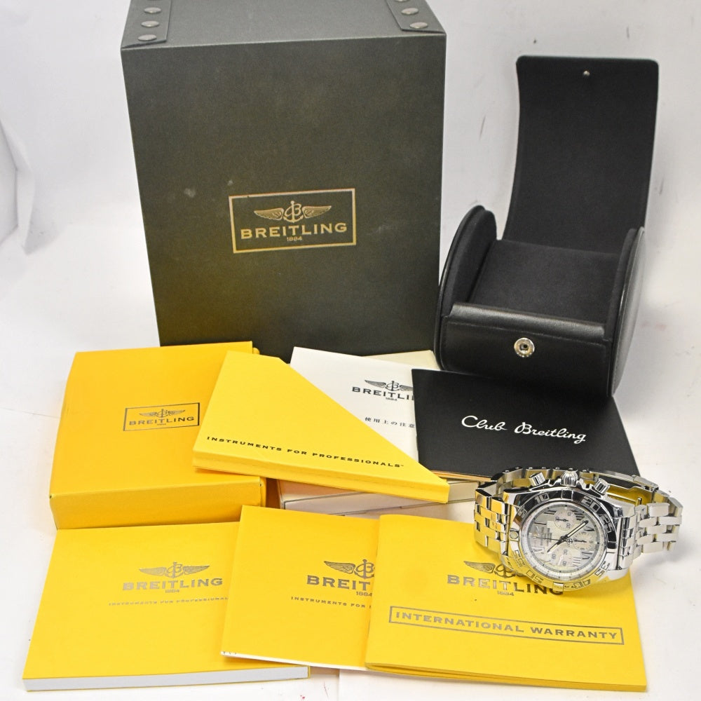 with paper BREITLING Chrono mat 44 AB0110 White shell Dial Automatic Men's
 Watch M#143176
