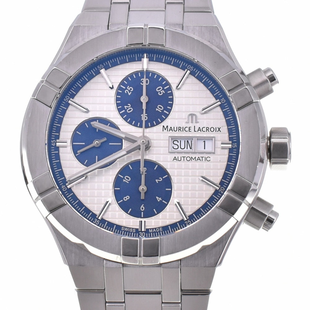 with paper MAURICE LACROIX icon AI6038-SS002-131-1 Chronograph day date Silver / Blue Dial Automatic Men's
 Watch M#143179