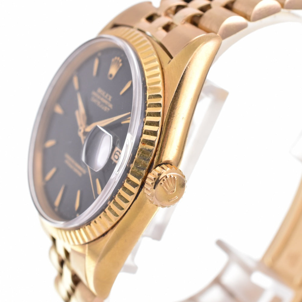 ROLEX DATEJUST 1601/8 vintage Solid K18YG Cal.1560 black Dial Automatic Men's
 Watch Z#143195