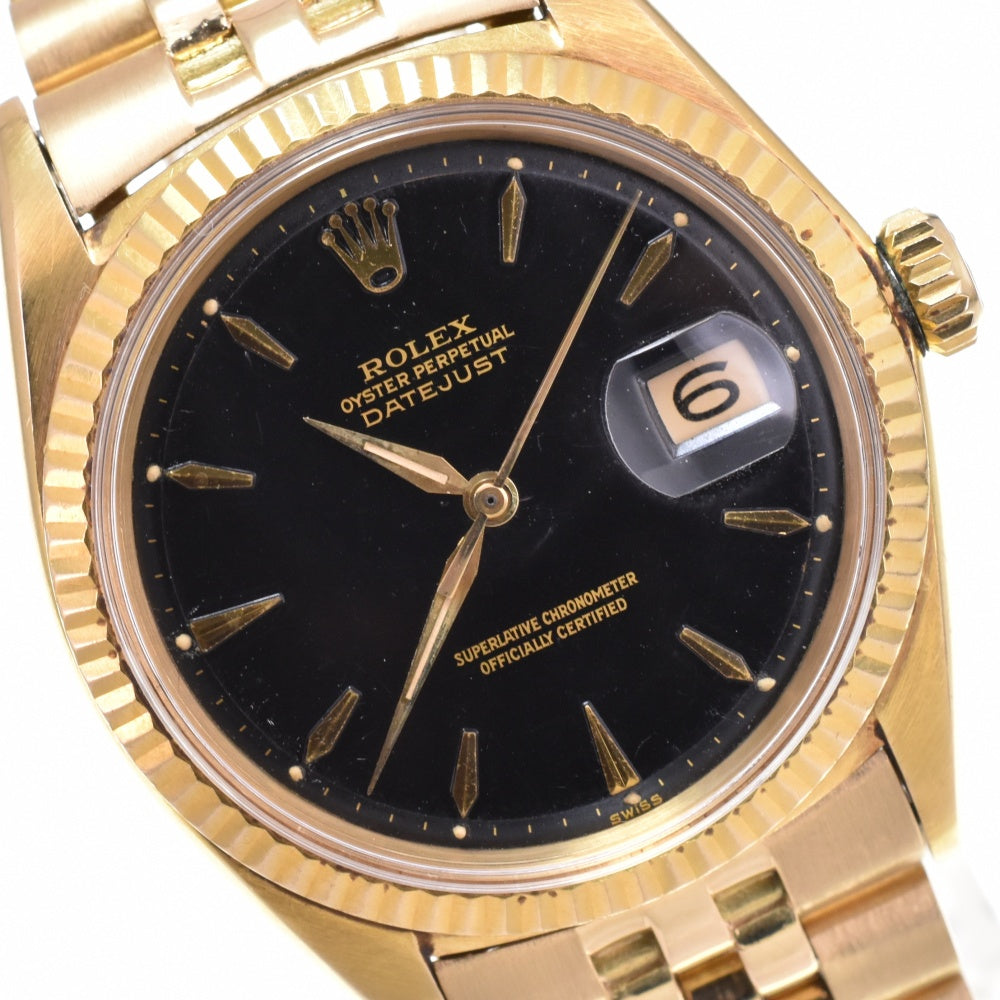 ROLEX DATEJUST 1601/8 vintage Solid K18YG Cal.1560 black Dial Automatic Men's
 Watch Z#143195