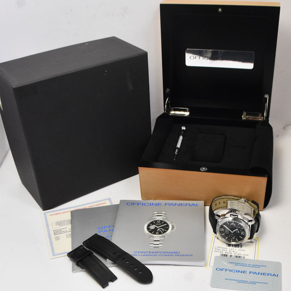 with paper PANERAI Luminor PAM00123 Power Reserve Left Hand Small Second Date black Dial Automatic Men's
 Watch Q#143201