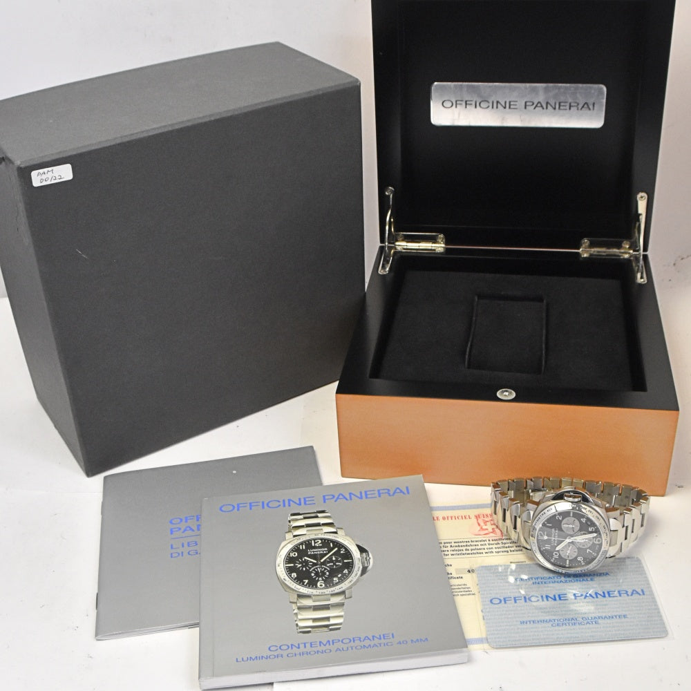 with paper PANERAI Luminor Chronograph Date PAM00122 Equipped with El Primero Gray / Silver Dial Automatic Men's
 Watch N#143202