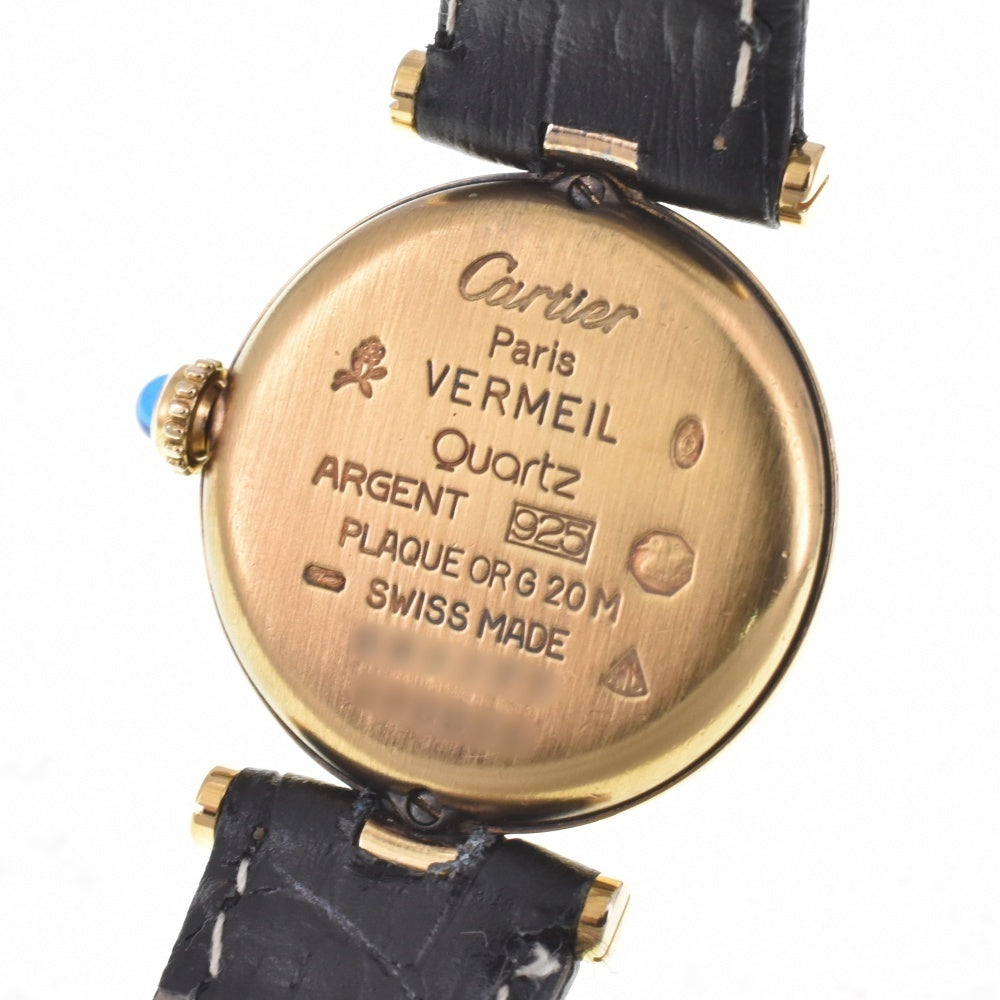 CARTIER Must Vendome SM Vermeil 590004 SV925 (Gold Plated) / Leather Silver Dial Quartz Ladies
 Watch M#143217