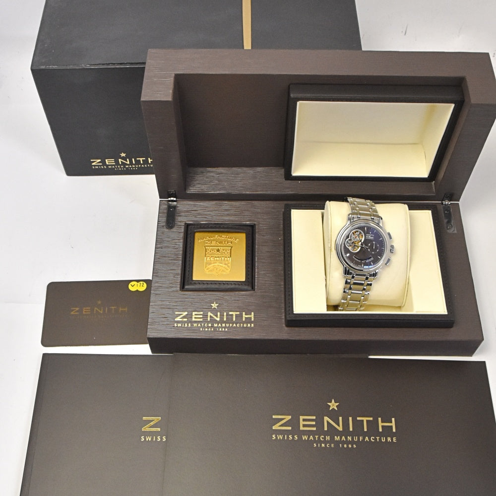 with paper ZENITH Chronomaster T Open 03.0240.4021 Power reserve Brown Dial Automatic Men's
 Watch N#143221