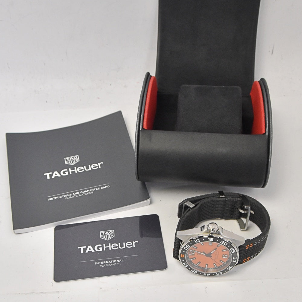 with paper TAG HEUER Formula 1 WAZ101A.FC8305 Date Orange Dial Quartz Men's
 Watch P#143222