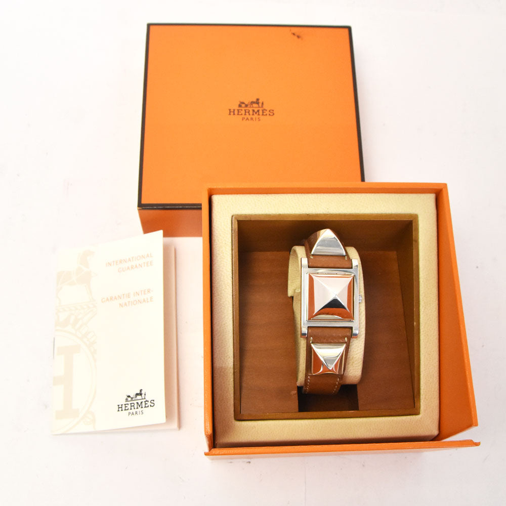 with paper HERMES Medor ME1.250 Silver 925 / leather Silver Dial Quartz Ladies
 Watch R#143942