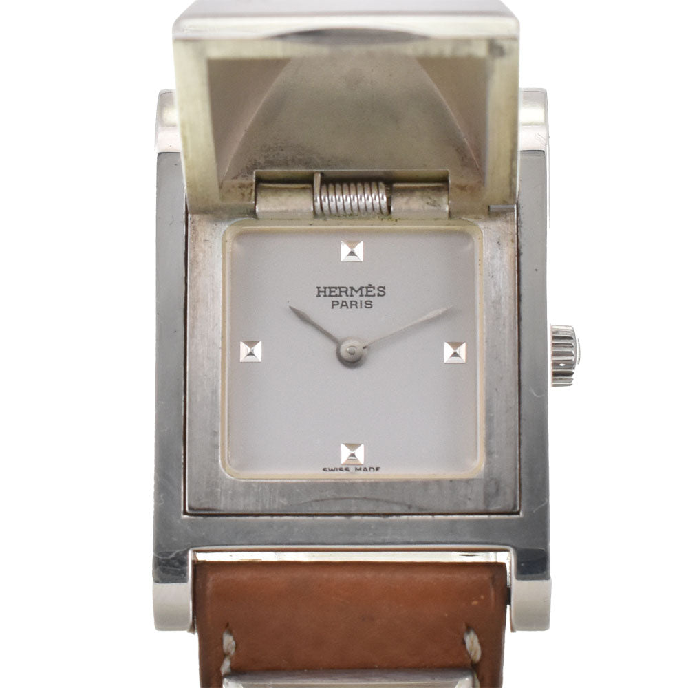 with paper HERMES Medor ME1.250 Silver 925 / leather Silver Dial Quartz Ladies
 Watch R#143942