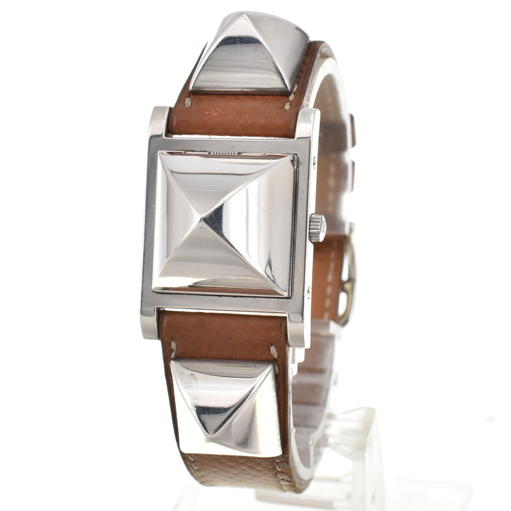 with paper HERMES Medor ME1.250 Silver 925 / leather Silver Dial Quartz Ladies
 Watch R#143942