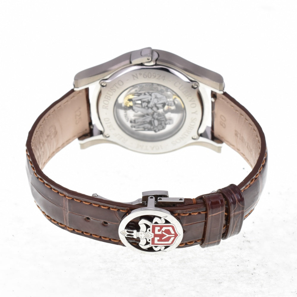 with paper CUERVO Y SOBRINOS Robusto Churchill Yalta Edition 2810-1YG 500 world limited Silver Dial Automatic Men's
 Watch N#143249