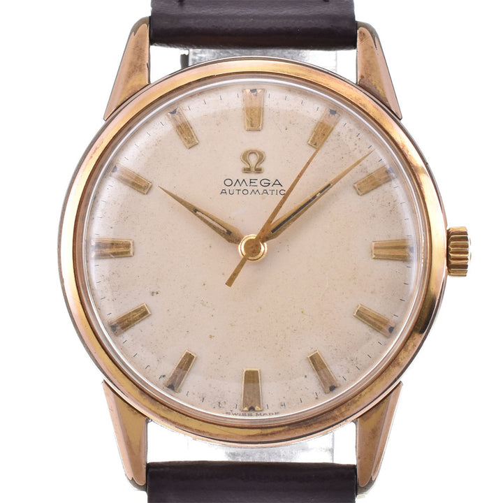 OMEGA 14776-61 vintage Cal.471 Gold Plated/Leather Silver Dial Automatic Men's
 Watch P#143253