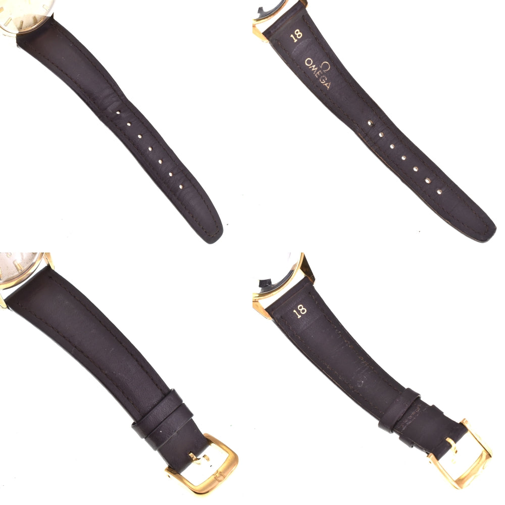 OMEGA 14776-61 vintage Cal.471 Gold Plated/Leather Silver Dial Automatic Men's
 Watch P#143253