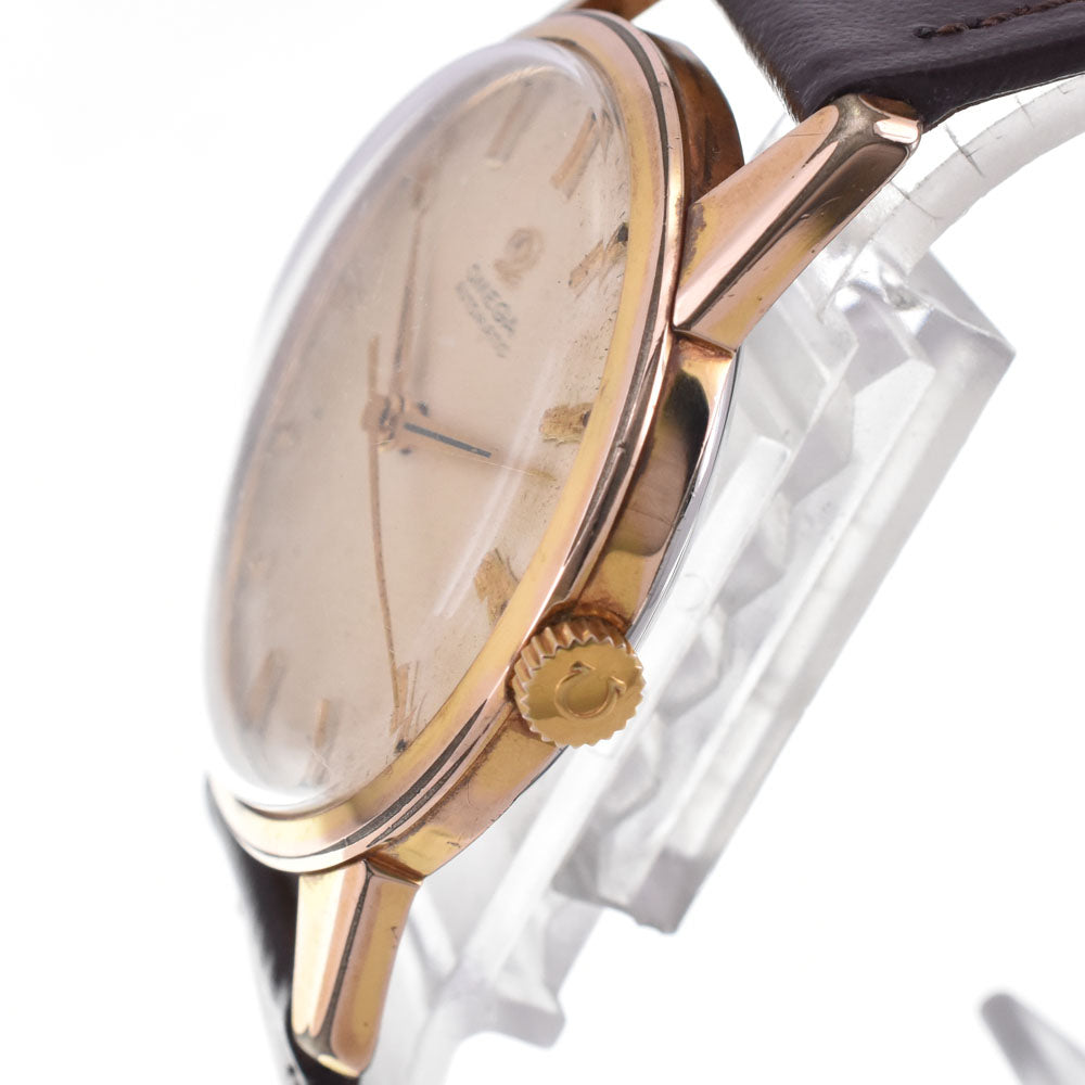 OMEGA 14776-61 vintage Cal.471 Gold Plated/Leather Silver Dial Automatic Men's
 Watch P#143253