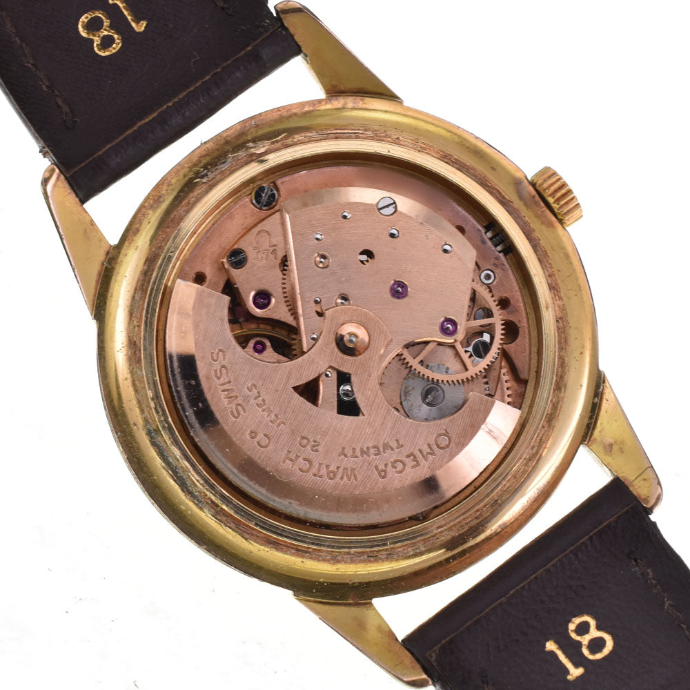 OMEGA 14776-61 vintage Cal.471 Gold Plated/Leather Silver Dial Automatic Men's
 Watch P#143253