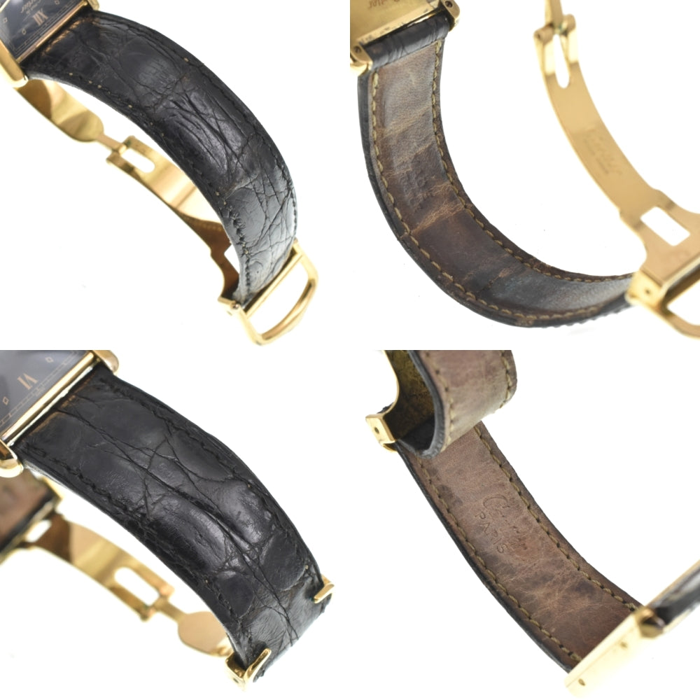 CARTIER Must tank W1001254 SV925 (Gold Plated) / Leather black Dial Quartz Ladies
 Watch O#143256