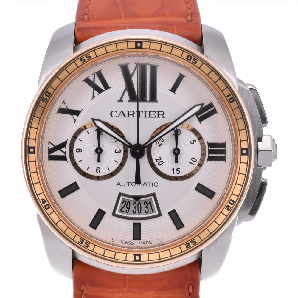 CARTIER Caribre de Cartier W7100043 Chronograph Date Silver Dial Automatic Men's
 Watch N#143263