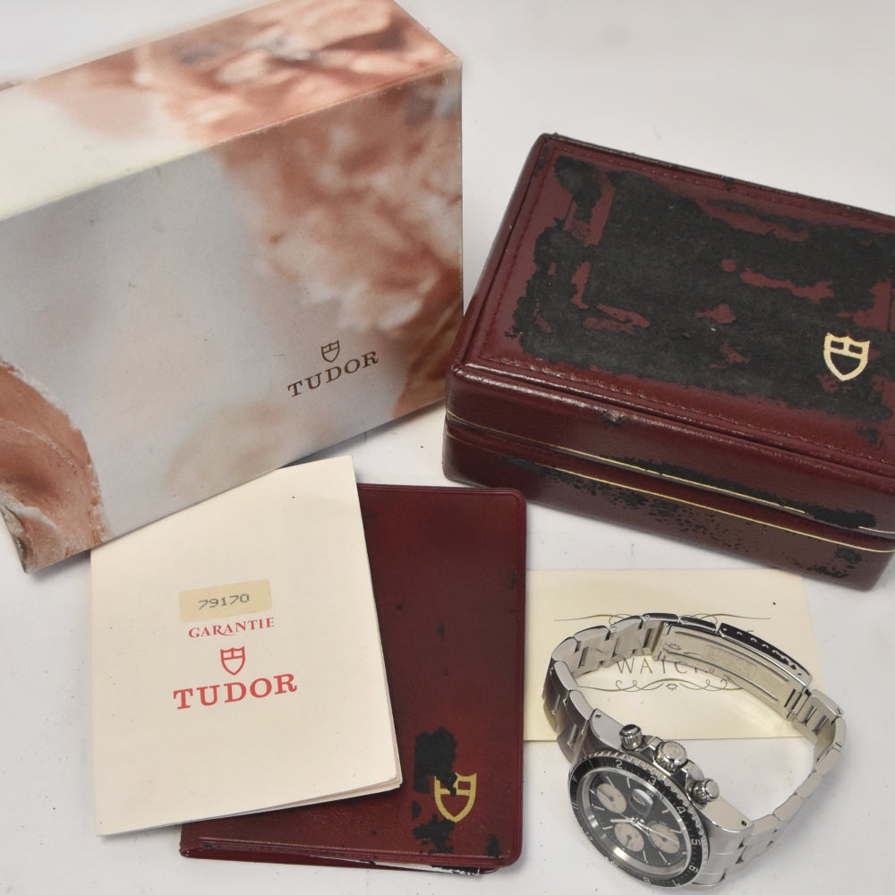 with paper TUDOR Oyster Date Chronotime 79170 Cal.7750 Silver / Black Dial Automatic Men's
 Watch O#143266