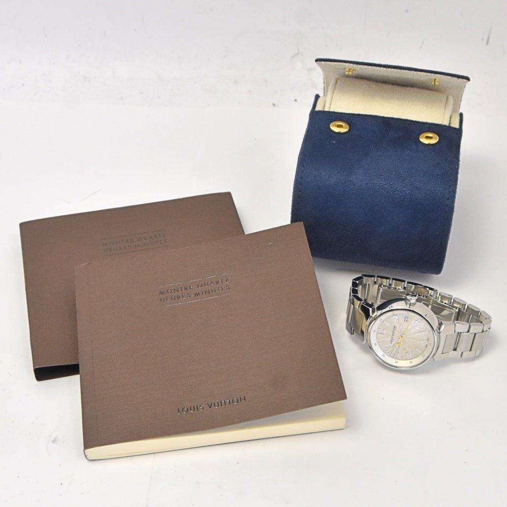 with paper LOUIS VUITTON Tambour Hologram MM Q1313 Date Silver Dial Quartz Ladies
 Watch N#143277