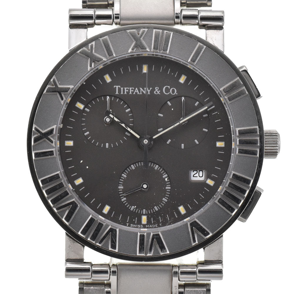 with paper TIFFANY&Co. Atlas Round Chronograph 14705325 Date gray Dial Quartz Men's
 Watch R#143279