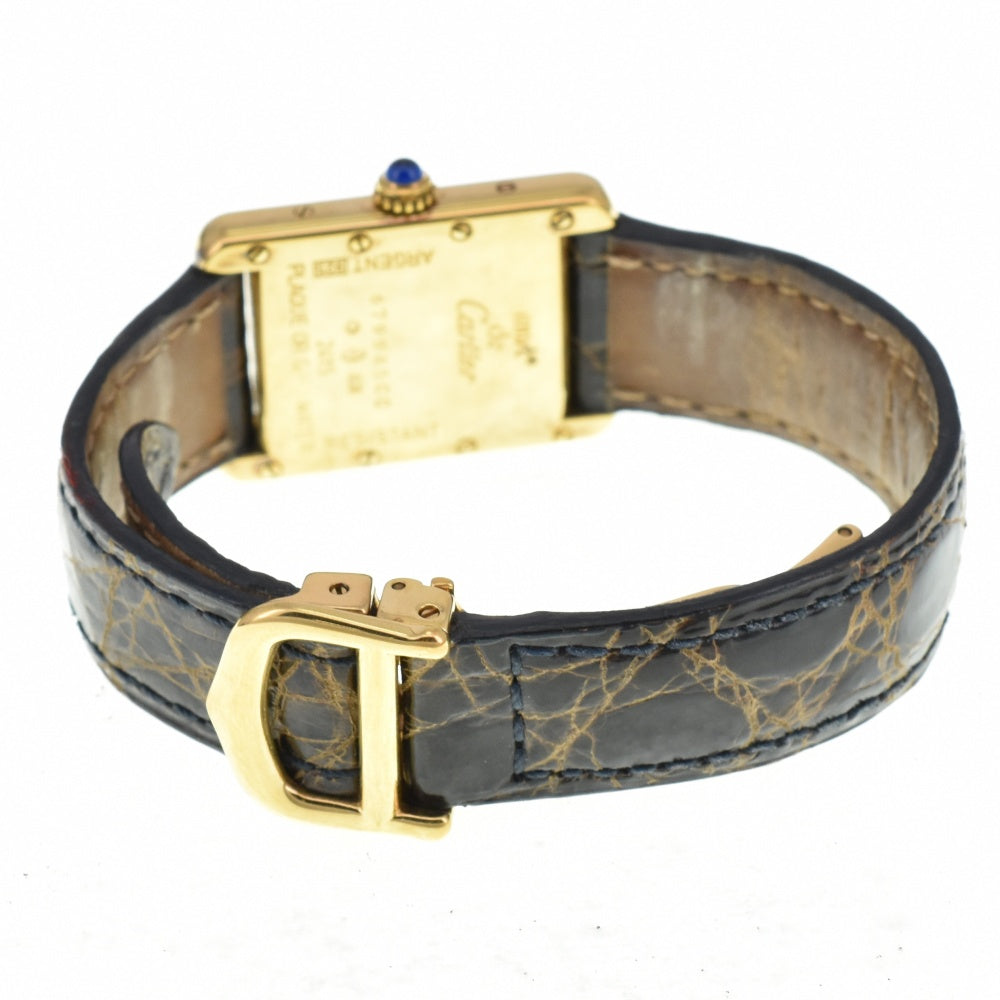 CARTIER Must tank W1013854 SV925 (Gold Plated) / Leather White / Silver Dial Quartz Ladies
 Watch O#143281