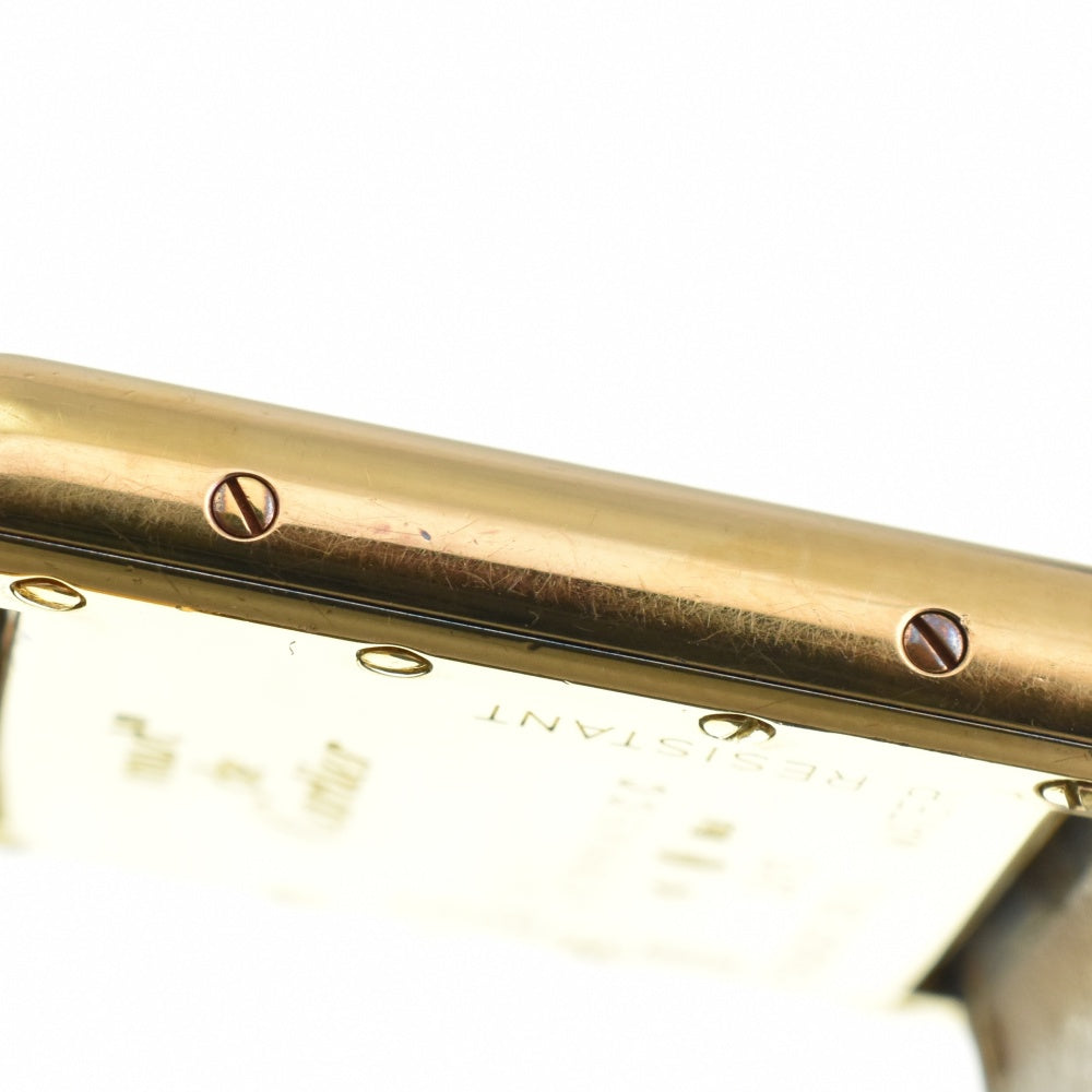 CARTIER Must tank W1013854 SV925 (Gold Plated) / Leather White / Silver Dial Quartz Ladies
 Watch O#143281