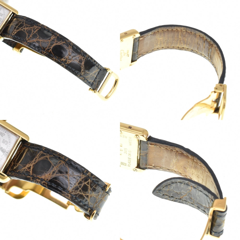 CARTIER Must tank W1013854 SV925 (Gold Plated) / Leather White / Silver Dial Quartz Ladies
 Watch O#143281