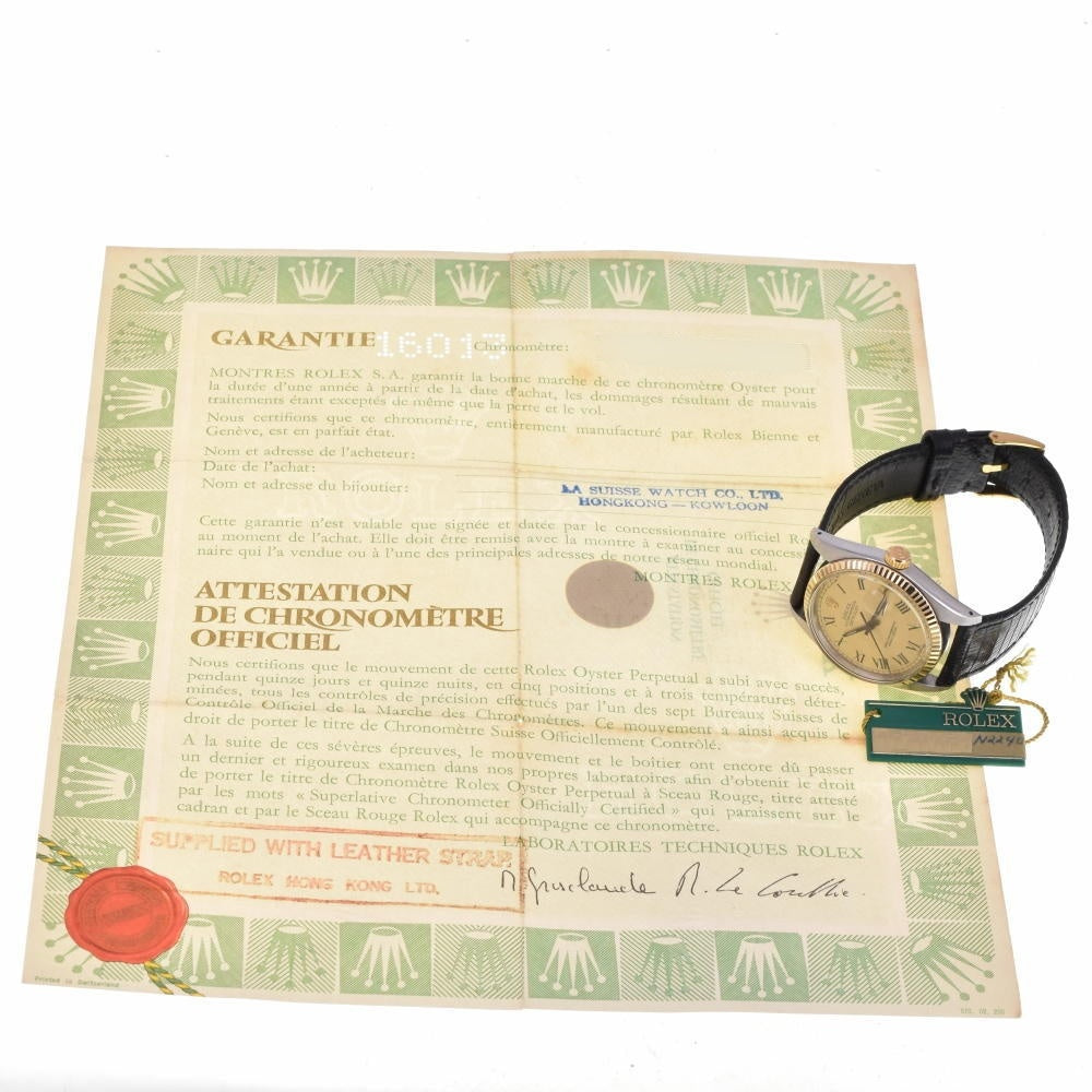 with paper ROLEX DATEJUST 16013 vintage Buckley Dial circa 1978 Cal.3035 gold Dial Automatic Men's
 Watch Z#143287