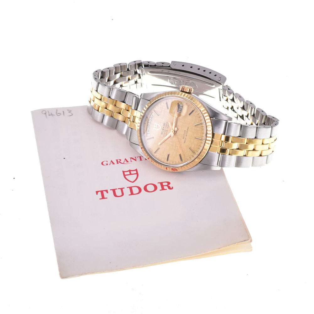 with paper TUDOR Oyster Prince Date Day 94613 Cal.2834-2 gold Dial Automatic Men's
 Watch P#143288