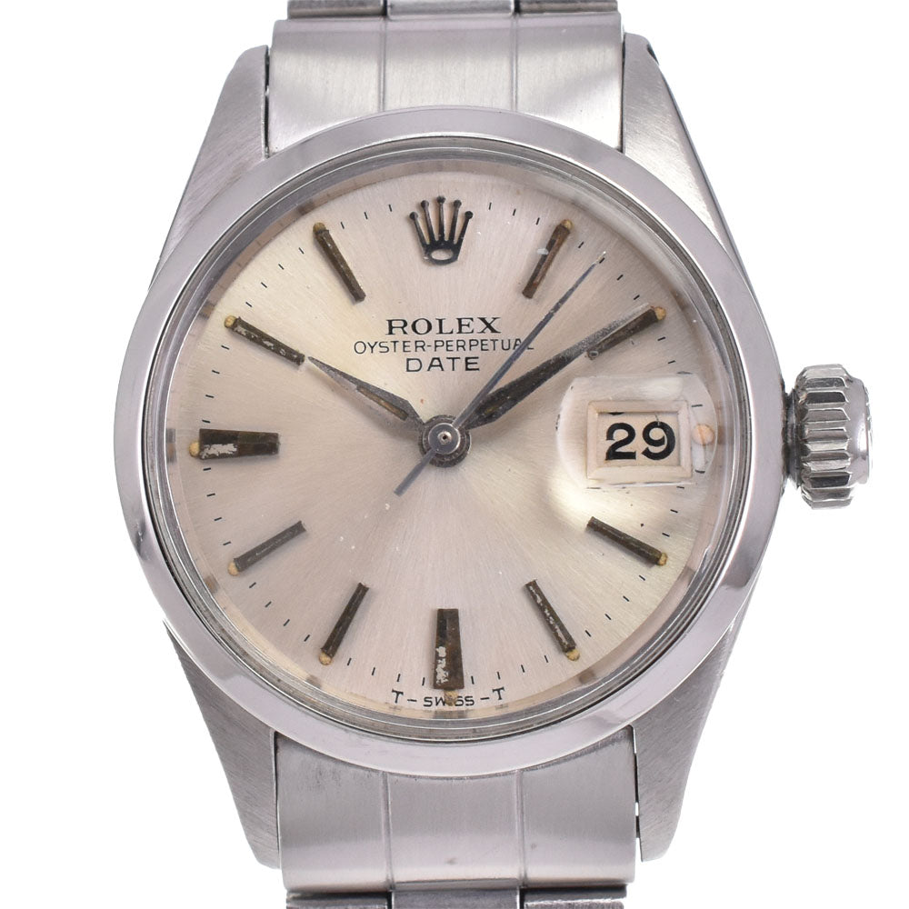 ROLEX Oyster Perpetual Date 6516 vintage Cal.1130 Silver Dial Automatic Ladies
 Watch P#143290