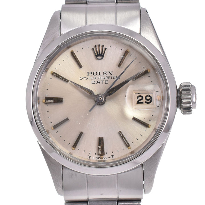 ROLEX Oyster Perpetual Date 6516 vintage Cal.1130 Silver Dial Automatic Ladies
 Watch P#143290