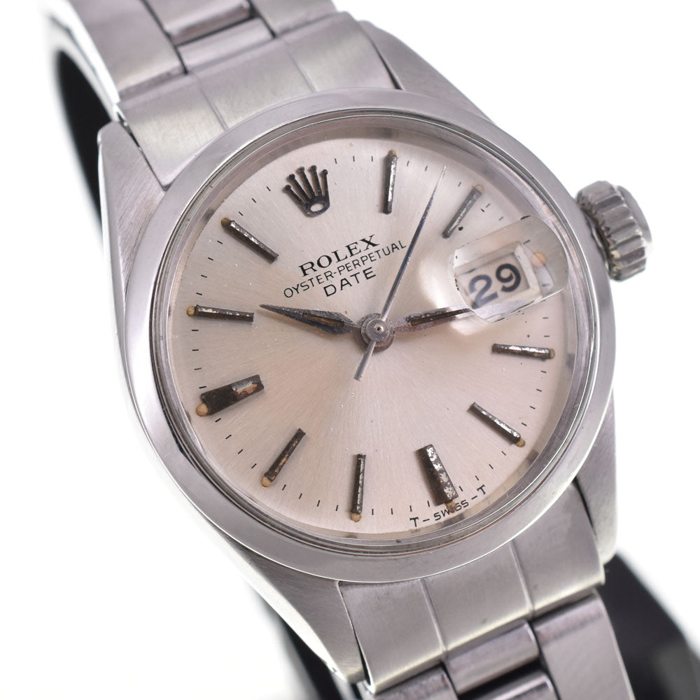 ROLEX Oyster Perpetual Date 6516 vintage Cal.1130 Silver Dial Automatic Ladies
 Watch P#143290